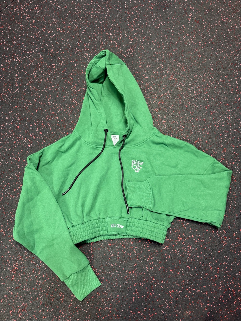 Kill Crew Green Cropped Hoodie with Embroidered Logo